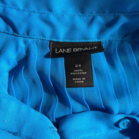 Lane Bryant Womens Top Size 24 Blue Button Up Pleated Flowy Minimalist 17801‎ - Picture 3 of 9